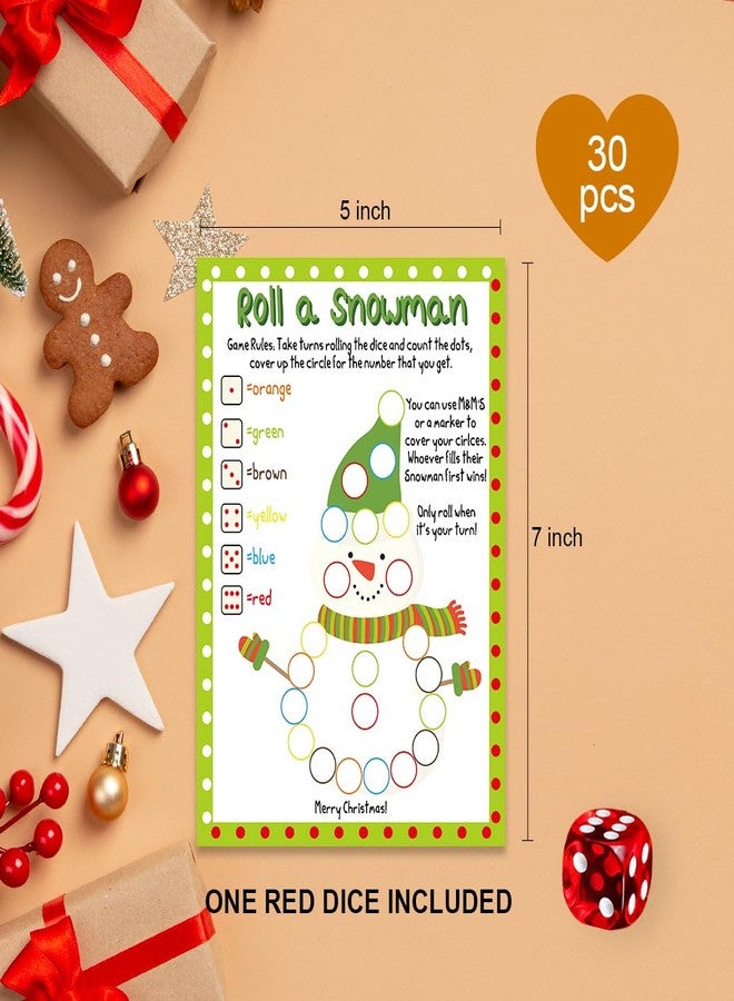 Xenseou 30PCS Roll a Snowman Game, Christmas Games for Group, Fun Xmas Party Games -SDSZ01 - Image 2